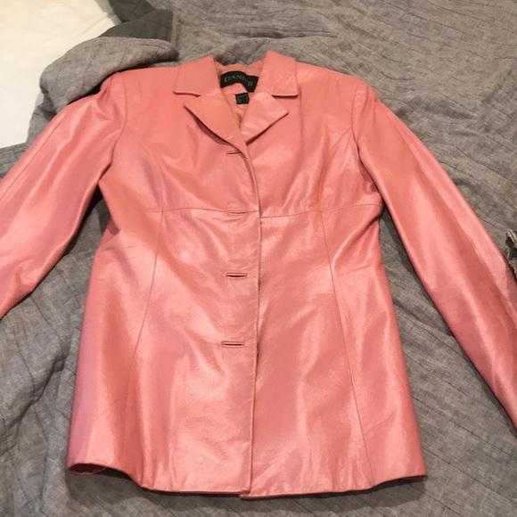 pink leather blazer